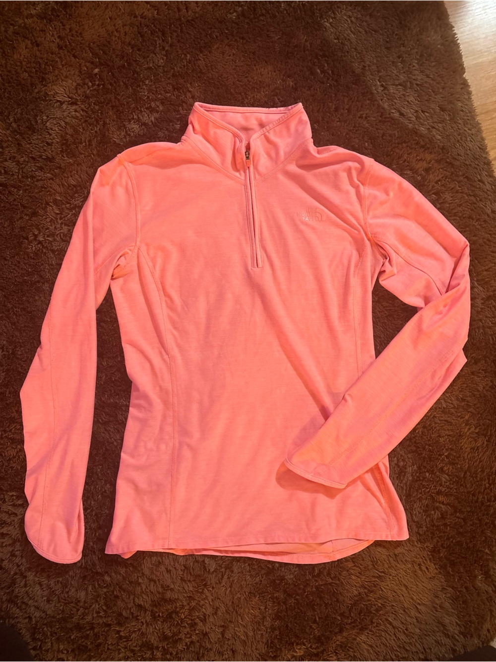 Women's Noth Face Quarter-Zip Long Sleeve Pullover - Coral Pink